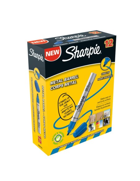 Marcatore permanente Sharpie Metal punta scalpello - 1,2-5,5 mm - in conf. da 12 blu - S0945780