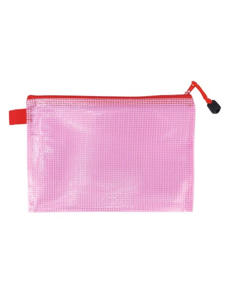 Busta in rete con chiusura  zip Lebez - in PVC colorato trasparente - 33x23 cm - 3014