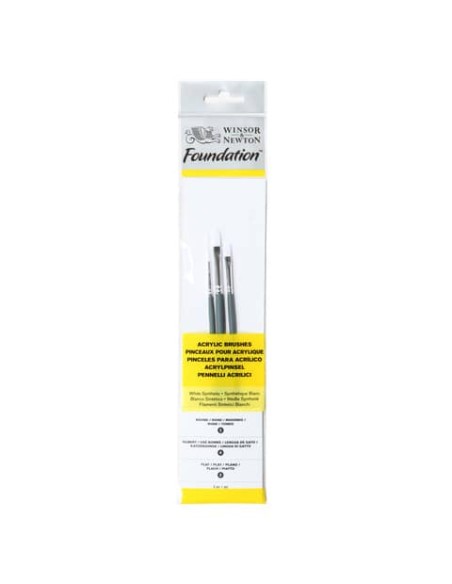 Set 3 pennelli Winsor&Newton Foundation tondo n°2 - piatto n°2 - filbert n°4 - 5295003