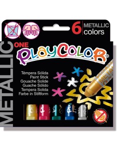 Playcolor tempera solida in stick 6 colori assortiti metallic - 10 gr 10321 2