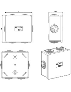 Scatola Quadrata IP44 di Derivazione da Parete con Passacavi 2