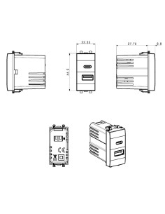 Tekla S44 Caricatore USB-A e USB-C™ 3A 230V Grigio Opaco, 445082USBAC 2