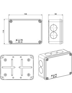 Scatola Rettangolare IP65 di Derivazione per Pareti Lisce 158x118 2