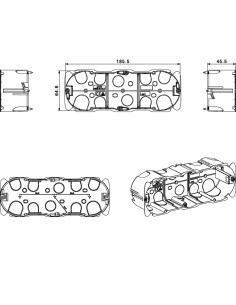 Scatola Rettangolare da Incasso per Pareti Cave 7 moduli S44 e 6 moduli S45 2