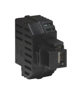 Alimentatore USB 2,1A da incasso con aggancio Keystone nero