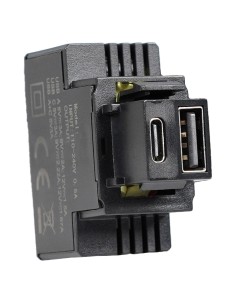 Alimentatore Compatto da Incasso Keystone USB-A e USB-C™ 20W 5-12V Nero