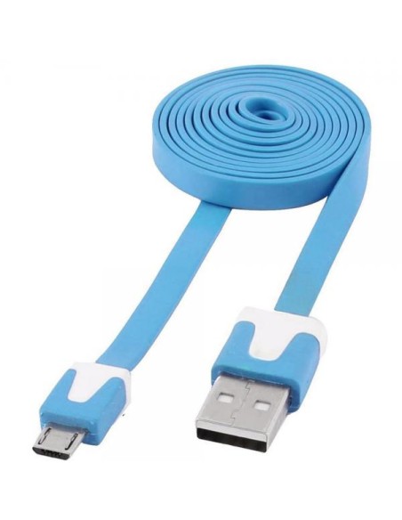 Cavo Flat USB AM a Micro USB M Azzurro 1m