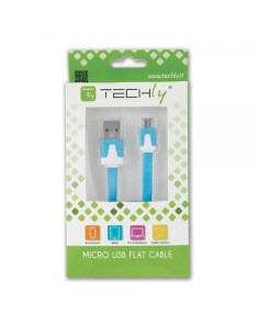 Cavo Flat USB AM a Micro USB M Azzurro 1m 2