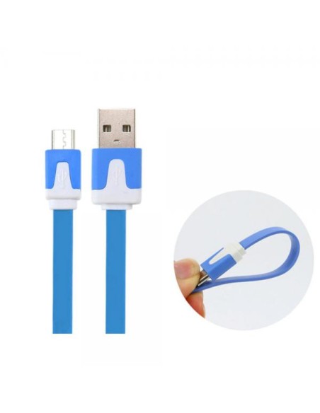 Cavo Flat USB AM a Micro USB M Azzurro 1m