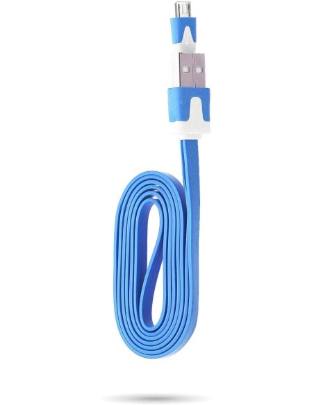 Cavo Flat USB AM a Micro USB M Azzurro 1m