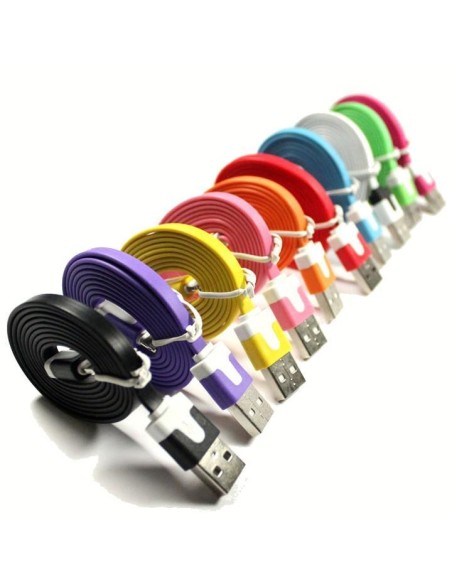 Cavo Flat USB AM a Micro USB M Azzurro 1m