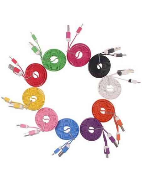 Cavo Flat USB AM a Micro USB M Azzurro 1m