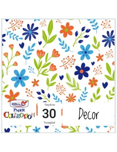 Tovaglioli in pura cellulosa 33x33 cm - 3 veli - conf. 30 pz - blue flowers 18428 2