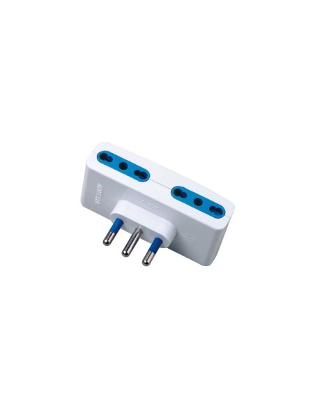 Adattatore di rete spina 2P+T 16A 4 prese bipasso 10/16A MKC bianco 492518027