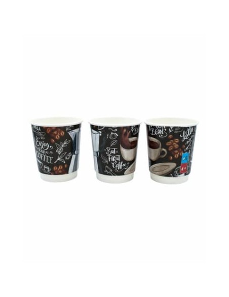 Bicchiere in cartoncino a doppia camera Le Nappage per bevande calde con scritta conf. 25 pz 18 cl - 61182