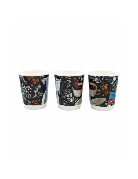 Bicchiere in cartoncino a doppia camera Le Nappage per bevande calde con scritta conf. 25 pz 18 cl - 61182