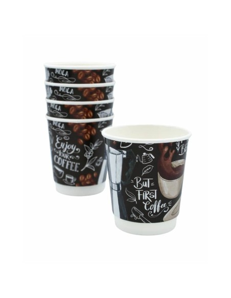 Bicchiere in cartoncino a doppia camera Le Nappage per bevande calde con scritta conf. 25 pz 18 cl - 61182
