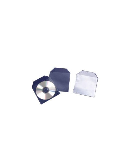 Tasca per CD/DVD Q-Connect polipropilene 120my senza foratura con lembo chiusura conf. da 50 pezzi - KF02207