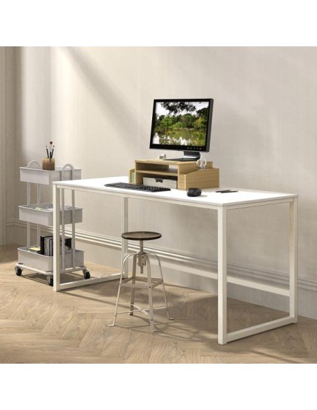 Scrivania per Computer dal Design Moderno per Casa e Ufficio Bianco