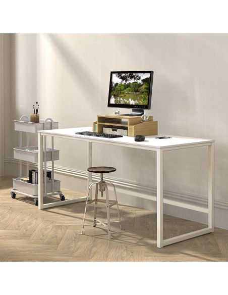 Scrivania per Computer dal Design Moderno per Casa e Ufficio Bianco