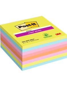 Foglietti Post-it® Super-Sticky Notes 76x76 mm assortiti arcobaleno - conf. 8 blocchetti da 45 ff - 654-8SS-RBW-EU 2