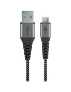 Cavo Micro USB Guaina Intrecciata USB2.0 A M/MicroB M 2 m Nero/Silver