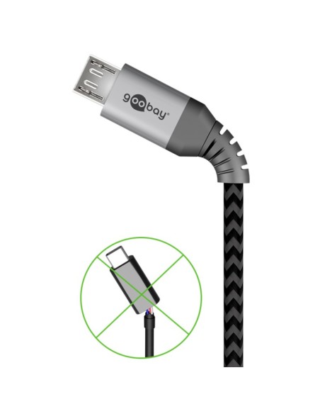 Cavo Micro USB Guaina Intrecciata USB2.0 A M/MicroB M 2 m Nero/Silver