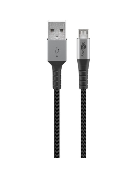 Cavo Micro USB Guaina Intrecciata USB2.0 A M/MicroB M 2 m Nero/Silver