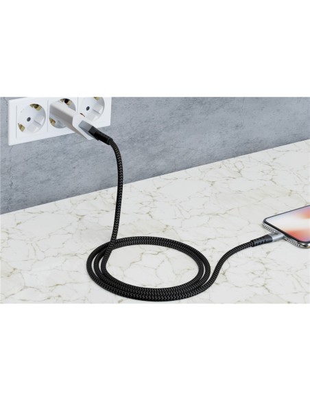 Cavo Micro USB Guaina Intrecciata USB2.0 A M/MicroB M 2 m Nero/Silver