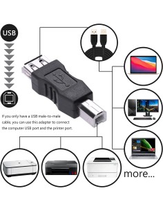 Adattatore Convertitore USB A Femmina USB B Maschio Nero 2