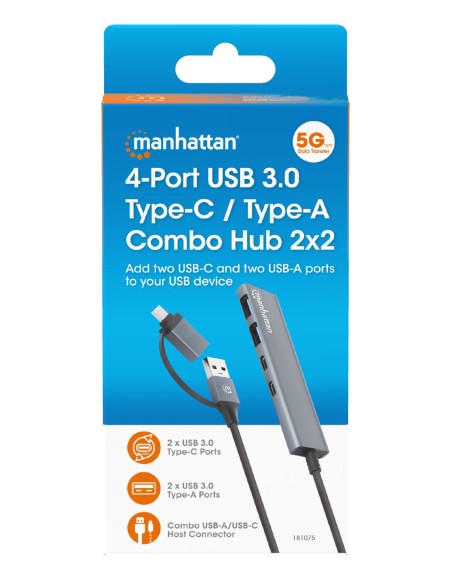 Hub 2 Porte USB-A + 2 Porte USB-C™ USB 3.2 Gen 1