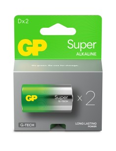 Confezione 2 Batterie GP Super Alcalina Torcia D 13A/LR20