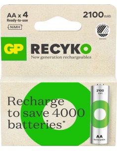 Blister 4 Batterie Ricaricabili AA Stilo 2100 mAh GP ReCyko