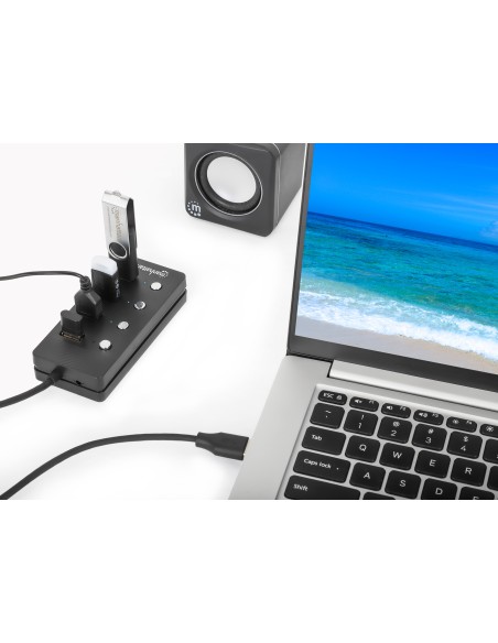 Hub USB 3.2 Gen 1 a 4 porte Type-A con Interruttori per Singola Porta