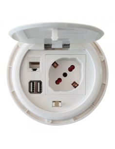 Presa da Scrivania ad Incasso con 2 prese USB e RJ45 con Coperchio