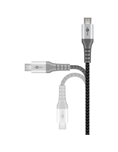 Cavo Micro USB Guaina Intrecciata USB2.0 A M/MicroB M 1m Nero/Silver