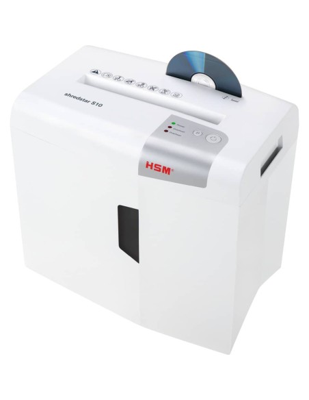 Distruggidocumenti uso moderato HSM Shredstar S10 - P-2 - 18 L - taglio a strisce 6 mm - bianco/argento - 1042121