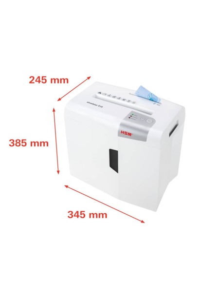Distruggidocumenti uso moderato HSM Shredstar S10 - P-2 - 18 L - taglio a strisce 6 mm - bianco/argento - 1042121