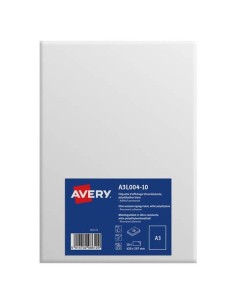 Etichette permanenti polietilene bianco opaco Avery A3 1 et/foglio - stampa digitale - conf. 10 fogli - A3L004-10