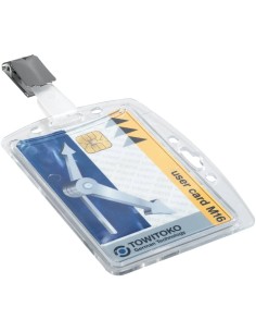 Portabadge rigido Durable 87x54 mm con clip di sicurezza orientabile trasparente Conf. 25 pezzi - 800519 2