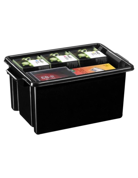 Contenitore per archivio documenti impilabile in polipropilene 14,5L Strata nero - 2000440160