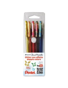 Penna roller Pentel Gel Hybrid Dual Metallic 1,0 mm assortiti 5 pezzi - 0022064