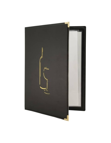Carta vini Securit® Classic in similpelle A4 nero MC-CRWC-BL