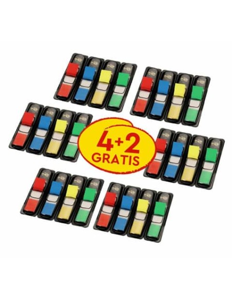 Post-it® Index Mini con dispenser rosso,verde, blu, giallo VALUE PACK 4+2 - 683- 4+2