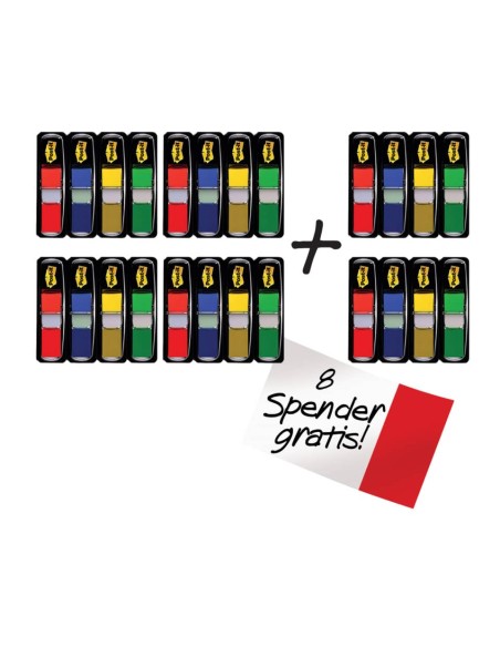 Post-it® Index Mini con dispenser rosso,verde, blu, giallo VALUE PACK 4+2 - 683- 4+2