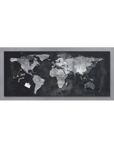 Lavagna magnetica in vetro Artverum SIGEL 130x55x1,5 cm Worldmap RGL246