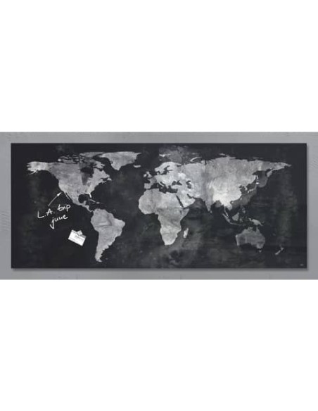 Lavagna magnetica in vetro Artverum SIGEL 130x55x1,5 cm Worldmap RGL246