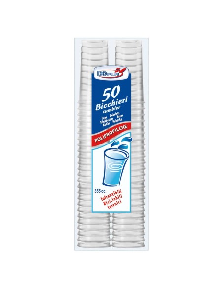 Bicchieri Tumbler in polipropilene trasparente - 355 ml - conf. 50 pezzi - 22309
