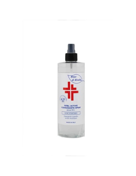 Spray igienizzante superfici (alcol 70%) 400 ml - Active linea Bosco di Rivalta - flacone trasparente - BOS026