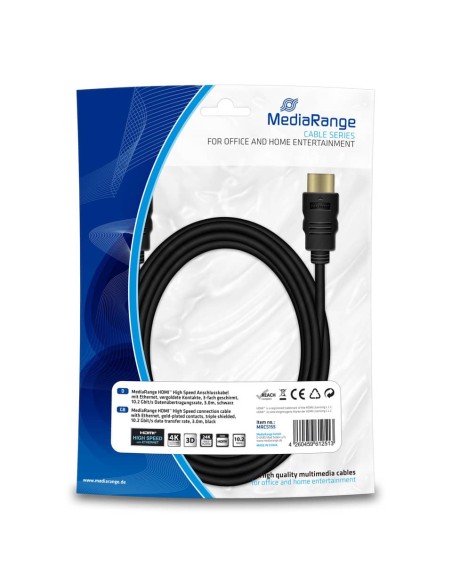 Cavo di connessione ad alta velocità Ethernet Media-Range 10,2 Gbit/s contatti placcati oro 3 m nero - MRCS155